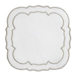 Linho Scalloped Square Coaster White / Platinum - Boxed Set of 6