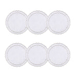 Linho Scalloped Round Coaster White / Platinum - Boxed Set of 6