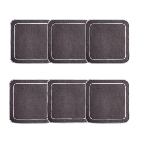 Linho Simple Square Coaster Charcoal / White - Boxed Set of 6
