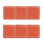 Linho Simple Square Coaster Orange / White - Boxed Set of 6