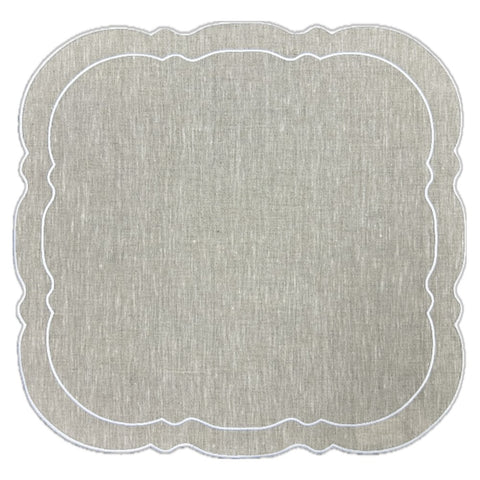 Scalloped Square Placemat Dark Natural - Set of 2