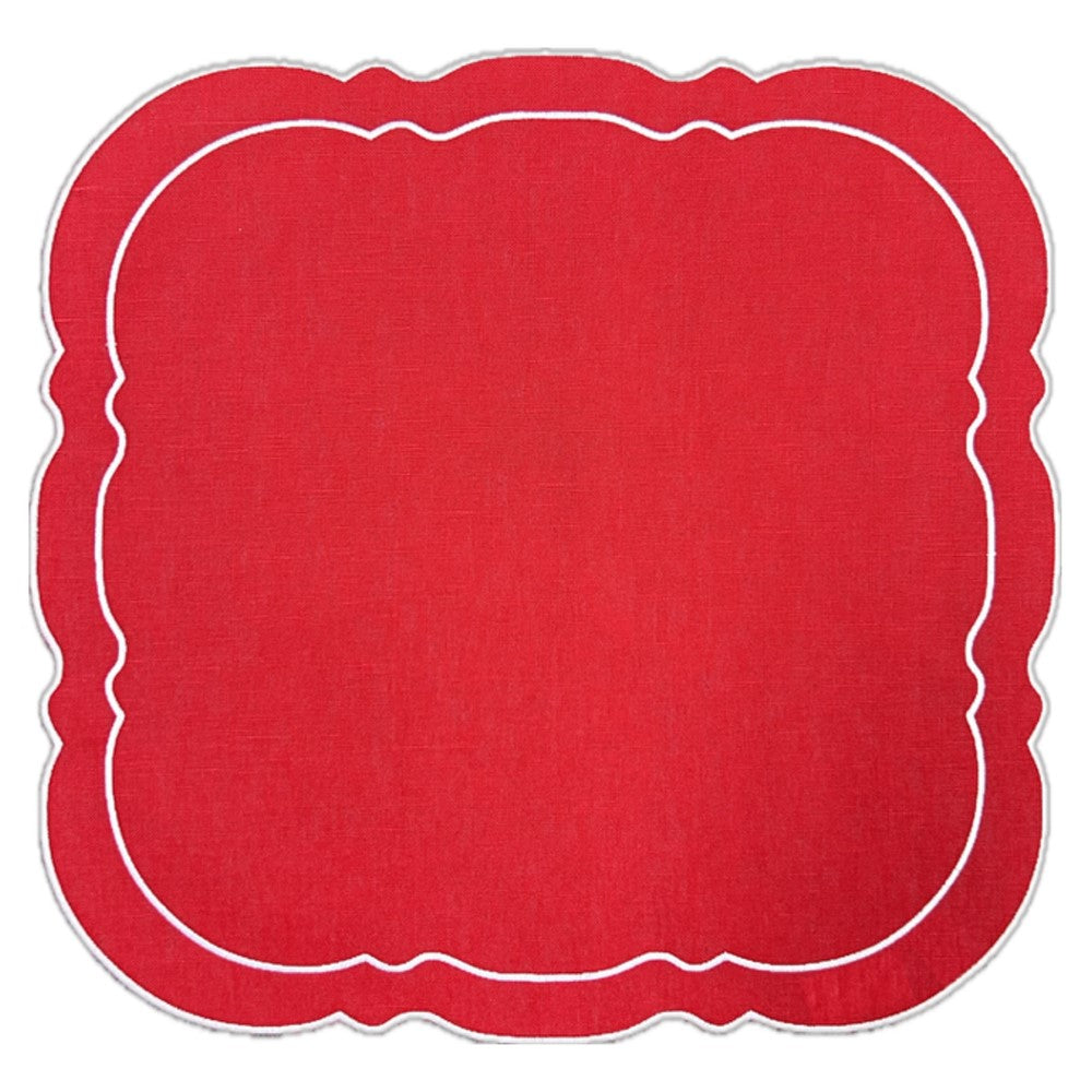 Scalloped Square Placemat Red - Set Of 2 – Skyros Designs