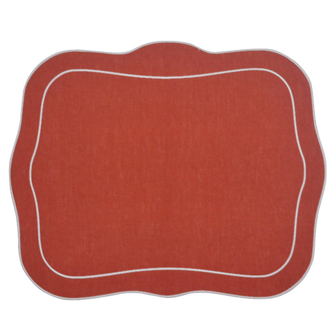 Linho Patrician Linen Mat Brick Red - Set of 2