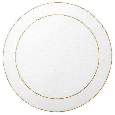 Linho Simple Round Placemat White / Gold - Set of 2