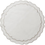 Linho Scalloped Round Placemat White / Platinum - Set of 2