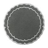 Linho Scalloped Round Coaster Charcoal / White - Set of 6