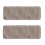 Linho Simple Square Coaster Dark Natural / White - Boxed Set of 6