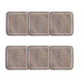 Linho Simple Square Coaster Dark Natural / White - Boxed Set of 6