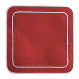 Linho Simple Square Coaster Red Red / White - Boxed Set of 6