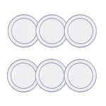 Linho Simple Round Coaster White / Blue - Boxed Set of 6