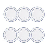 Linho Simple Round Coaster White / Blue - Boxed Set of 6