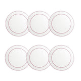 Linho Simple Round Coaster White / Fuchsia - Boxed Set of 6