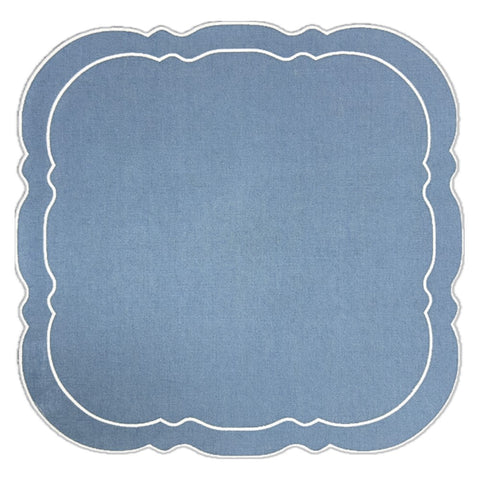 Scalloped Square Placemat Blue - Set of 2