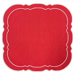 Scalloped Square Placemat Red - Set of 2