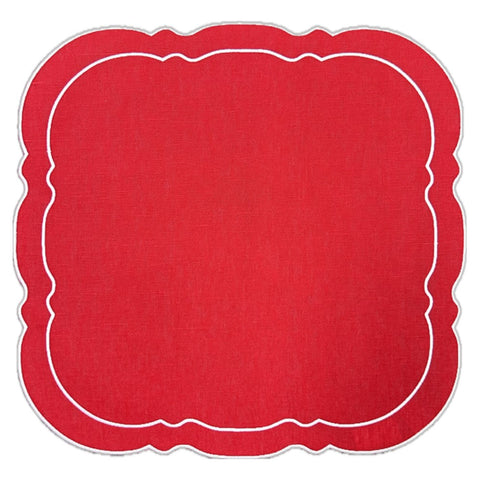 Scalloped Square Placemat Red - Set of 2