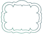 Linho Scalloped Rectangular Linen Mat White with Green - Set of 2