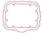 Linho Scalloped Rectangular Linen Mat White with Red - Set of 2