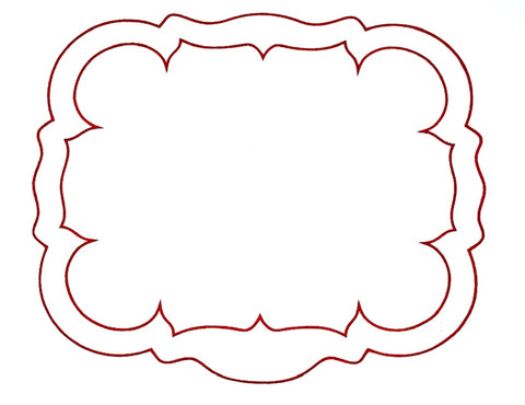 Linho Scalloped Rectangular Linen Mat White with Red - Set of 2