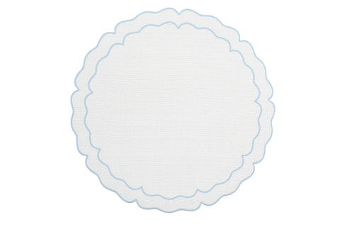 Vinilo Scalloped Placemat - Light Blue Edge