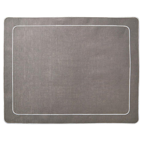 Linho Simple Rectangular Placemat Charcoal / White - Set of 2