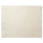 Linho Simple Rectangular Placemat Ivory / White - Set of 2