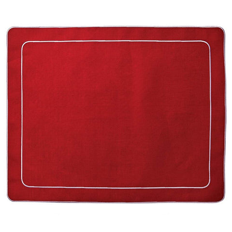 Linho Simple Rectangular Placemat Red Red / White - Set of 2