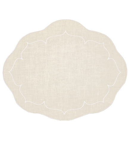 Linho Oval Linen Mat Ivory - Set of 2