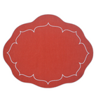 Linho Oval Linen Mat Brick Red - Set of 2
