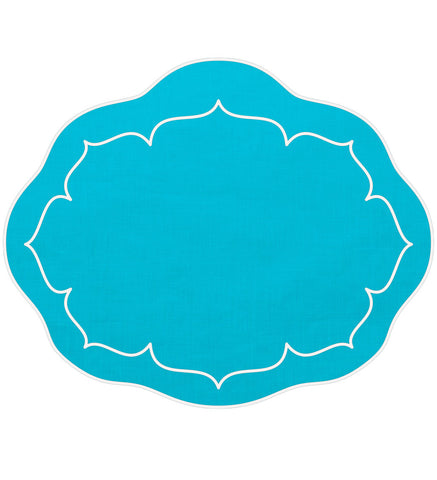 Linho Oval Linen Mat Turquoise – Set Of 2