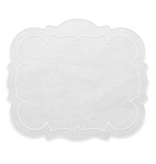 Linho Scalloped Rectangular Linen Mat White – Set Of 2