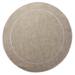 Linho Simple Round Placemat Dark Natural / White - Set of 2