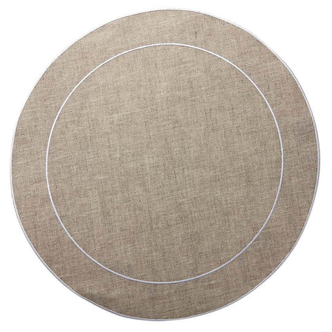 Linho Simple Round Placemat Dark Natural / White - Set of 2