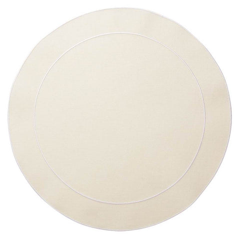 Linho Simple Round Placemat Ivory / White - Set of 2