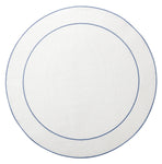 Linho Simple Round Placemat White / Blue - Set of 2