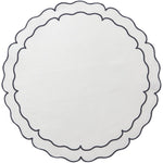 Linho Scalloped Round Placemat White / Navy - Set of 2