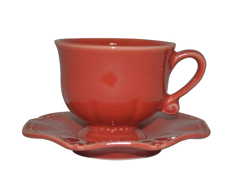 Isabella Cup & Saucer Venetian Red